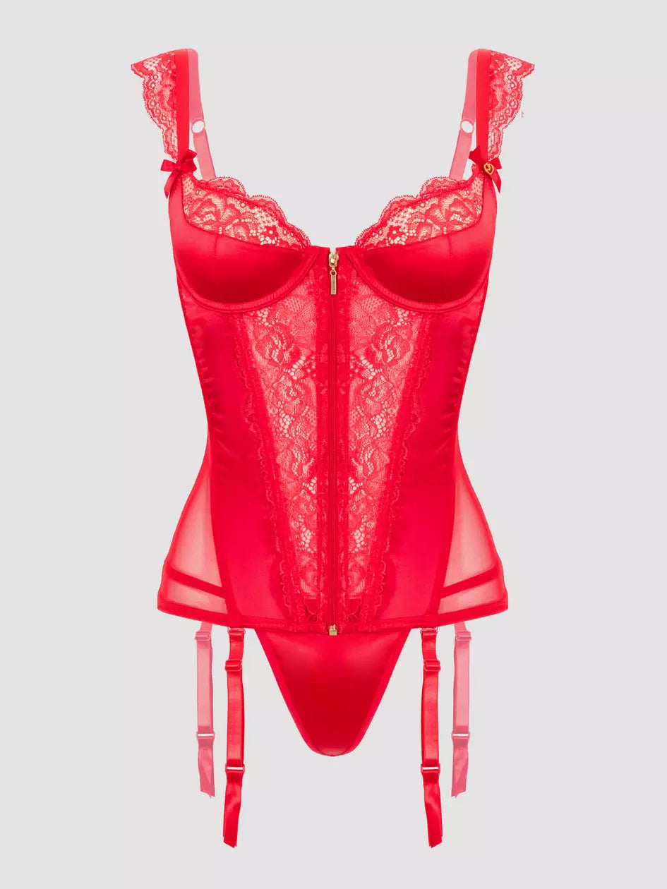 Lovehoney Treasure Me Red Push-Up Basque Set