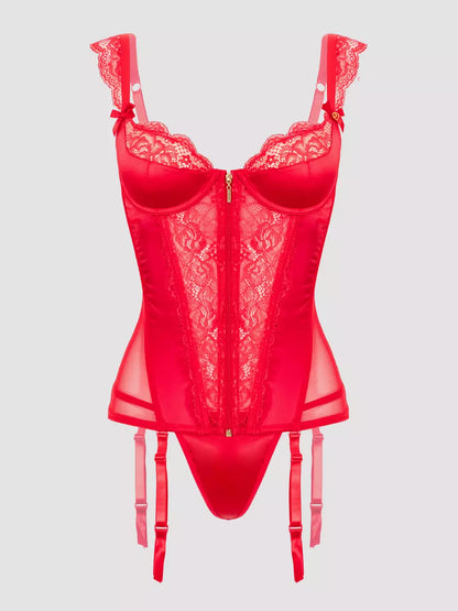 Lovehoney Treasure Me Red Push-Up Basque Set