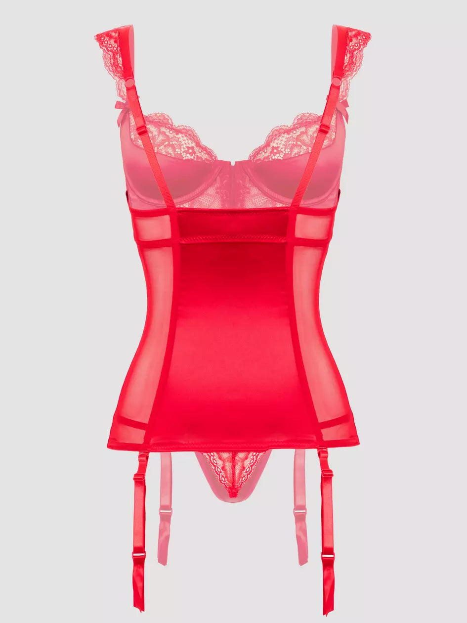 Lovehoney Treasure Me Red Push-Up Basque Set