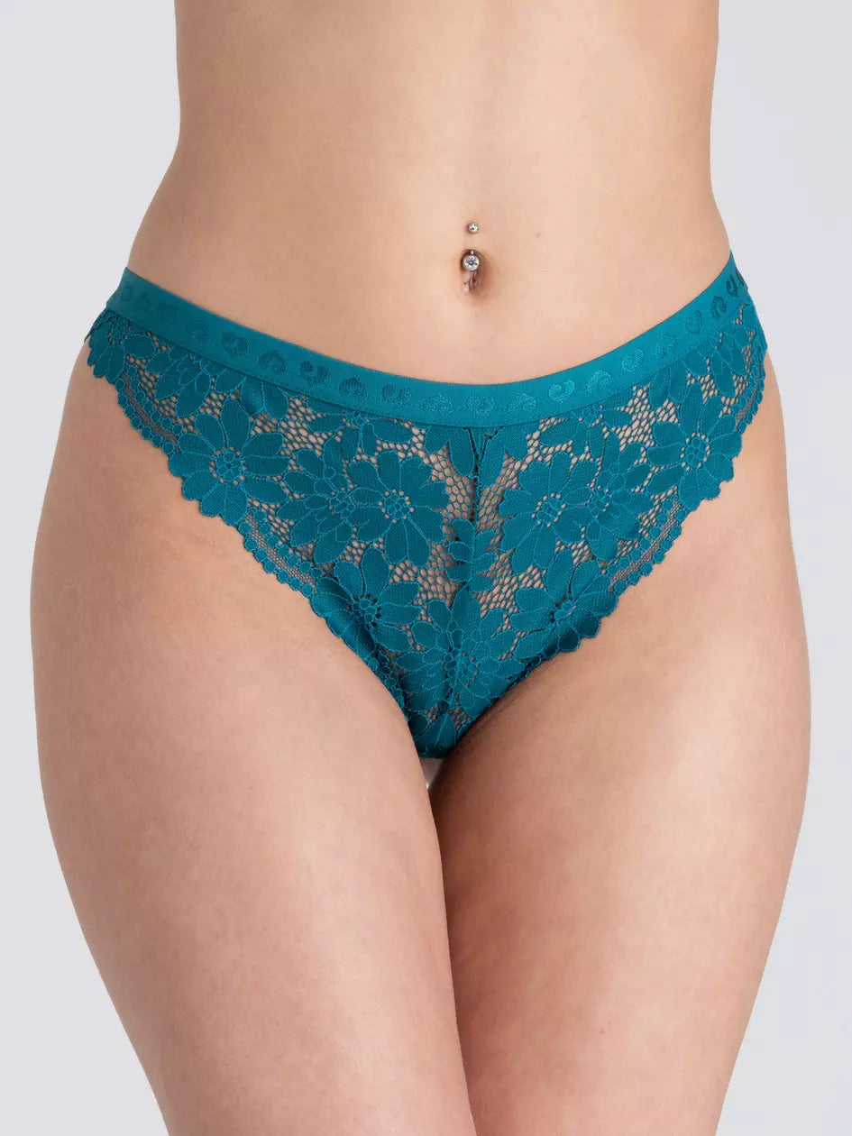 Lovehoney Mindful Forest Green Recycled Lace Brazilian Knickers