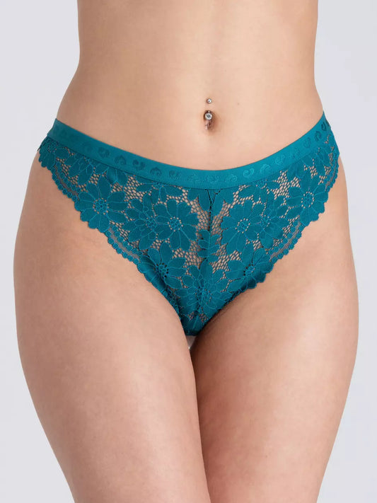 Lovehoney Mindful Forest Green Recycled Lace Brazilian Knickers