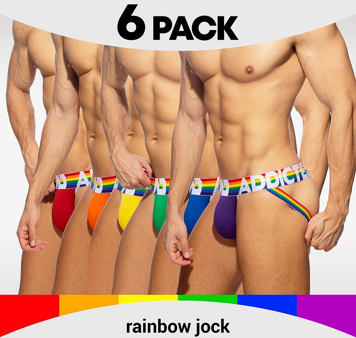 Pack of 6 Jockstraps RAINBOW JOCK