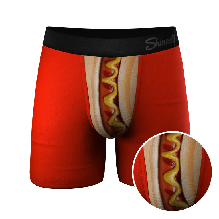 Close-up of hot dog Ball Hammock pouch underwear