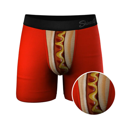 Close-up of hot dog Ball Hammock pouch underwear