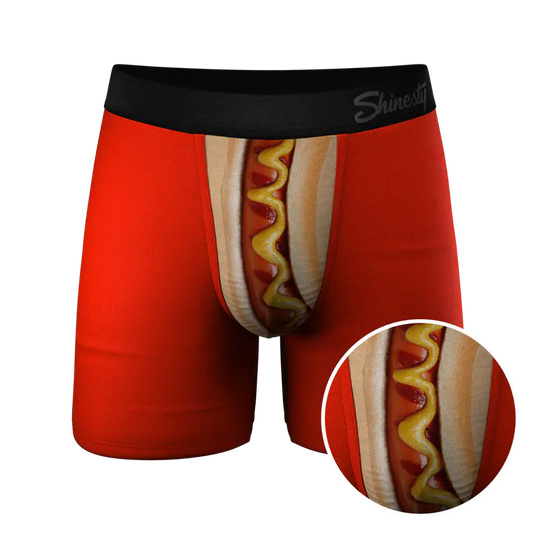 Close-up of hot dog Ball Hammock pouch underwear