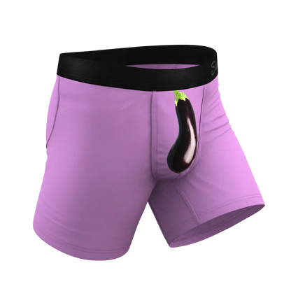 The Double Entendre Eggplant Ball Hammock Pouch Underwear