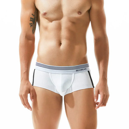 Sexy Menswear Side Stripe Print Design Stretchable Short Length Brief