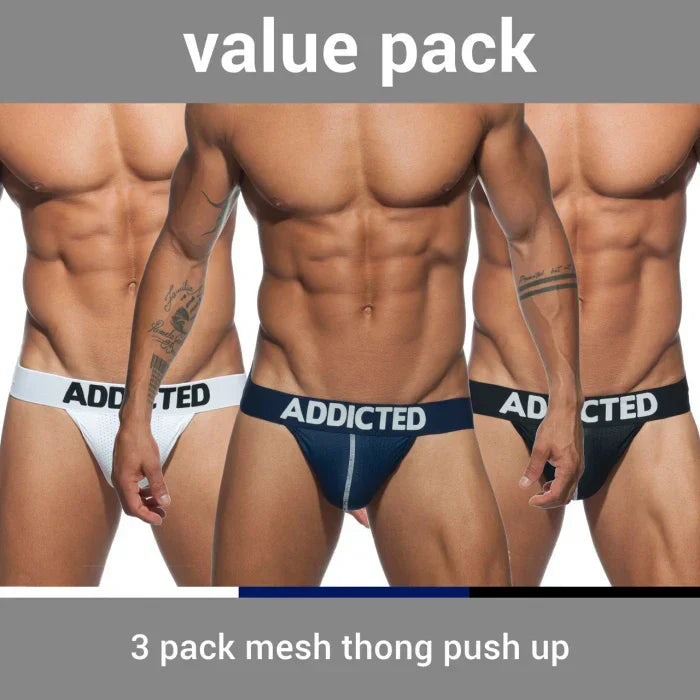 3 pack mesh thong push up