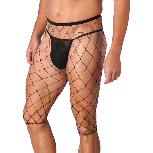 Men Low Waist Elephant Nose Fish net Fitness Sport Shorts Fun Underwear