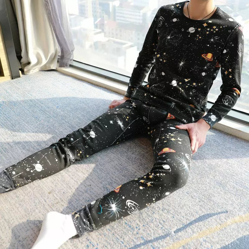 Men's Winter Underwear Sets Fleece Undershirts Underpants Thermal Leggings