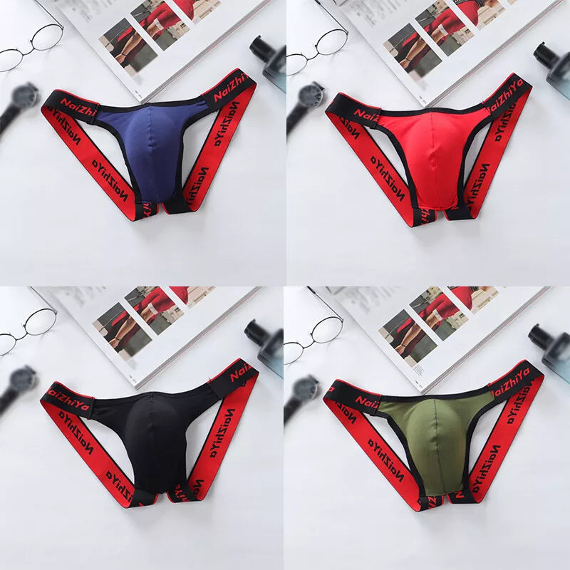 Pack of 4 Combo Mens Sexy Jock Strap Underwear U Pouch Briefs Underpants Panties Thong Bottoms