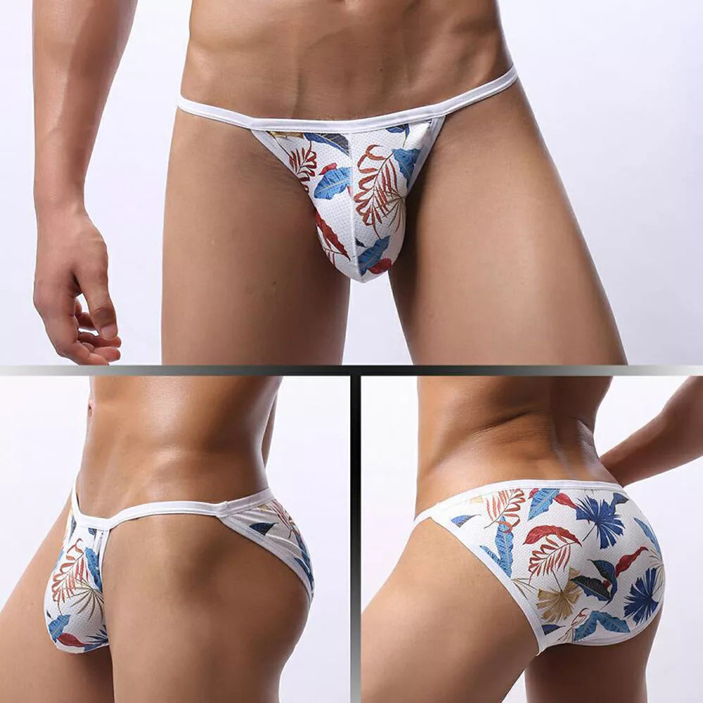 Mens U Convex Underwear Thongs Low Waist Briefs Printed Underpants Underwear