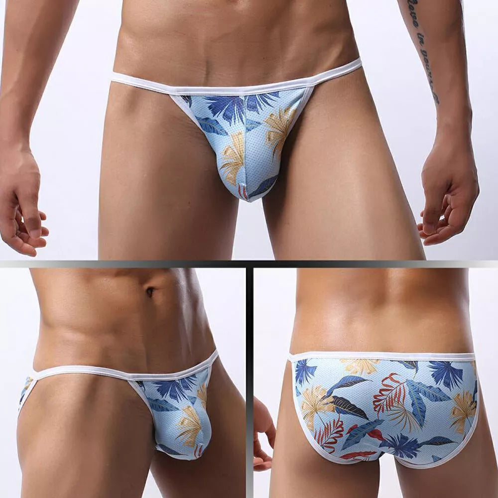 Mens U Convex Underwear Thongs Low Waist Briefs Printed Underpants Underwear