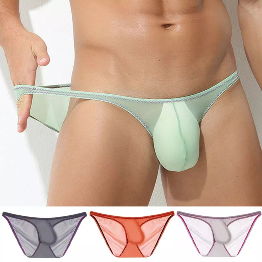 Pack of 4  See Through Briefs Ice Silk Underwear Thin Low Rise Pouch Panties Hot