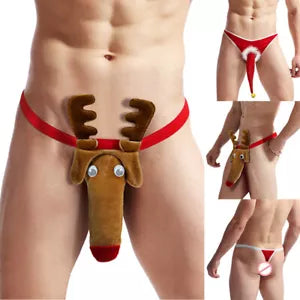 2 Men Christmas Underwear Funny Bikini Briefs Bulge Pouch G-String Thong Lingerie