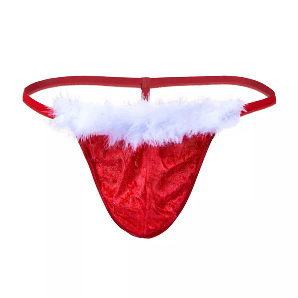 Thongs Men Christmas Underwear Panties G-String Xmas Mankini Sexy Lingerie