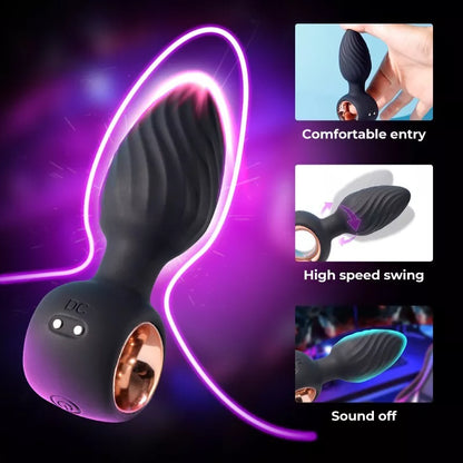 Rotating Anal Butt Plug Dildo Vibrator Prostate Massager Sex Toys for Men Women